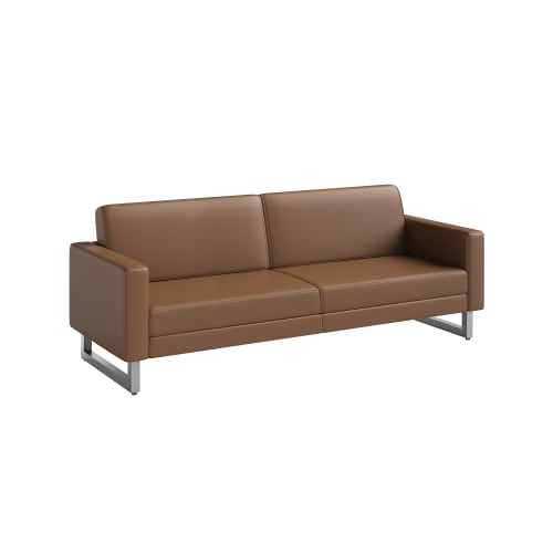Mirella Lounge Sofa with Silver Legs, Cognac
